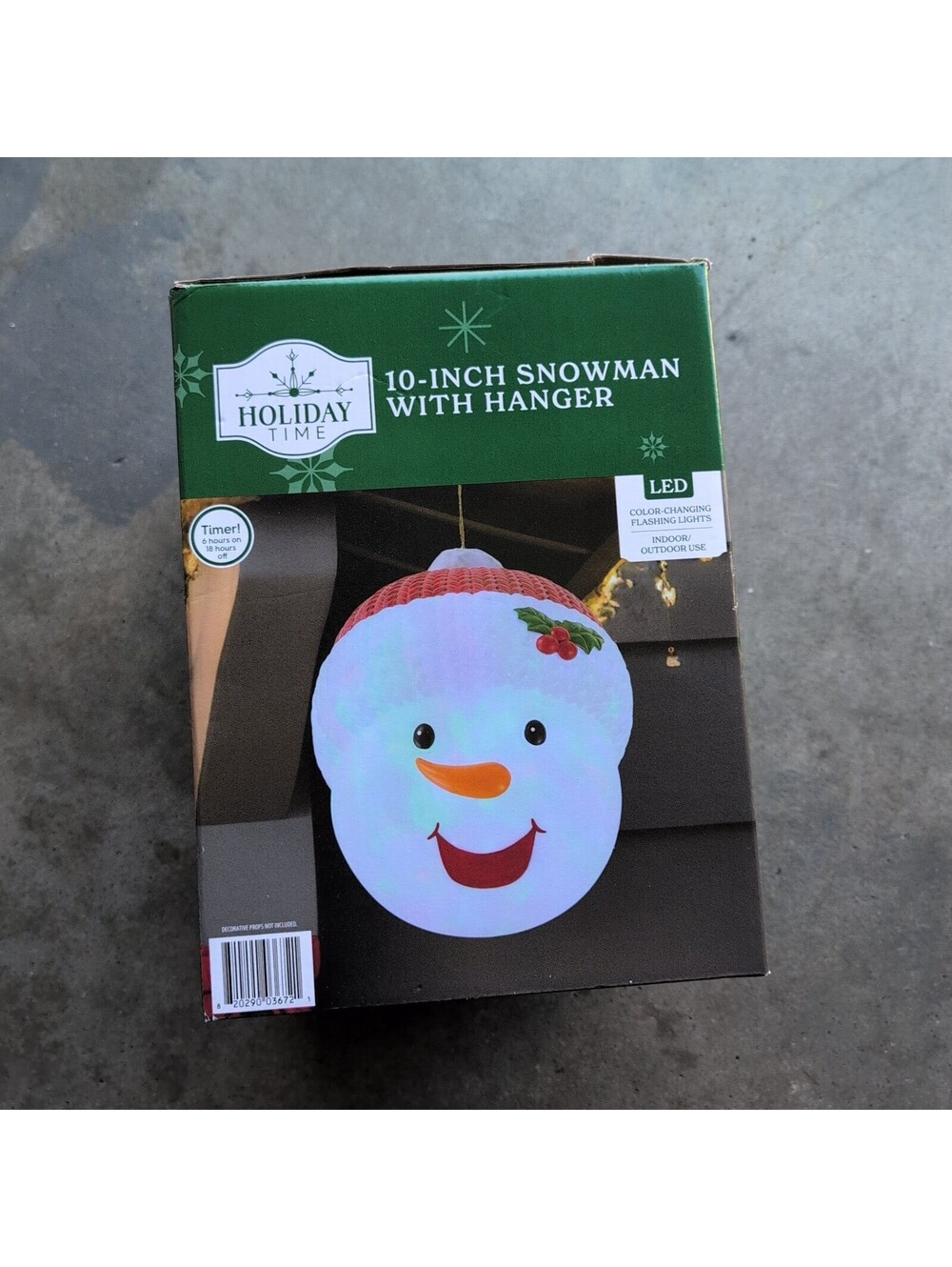 Holiday Time 10 inch Snowman with Hanger Christmas Decor Indoor or Outdoor